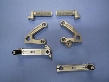 Ducati 749 999 TSS Fußrastenanlage komplett umgekehrte Schaltung Silber footrest complete revers silver