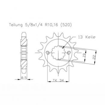 DID Kettensatz mit 520VX3 Kette, Farbe standard, für KTM 390 Adventure, Modelljahr 2020 und 390 RC, Modelljahr 2021-