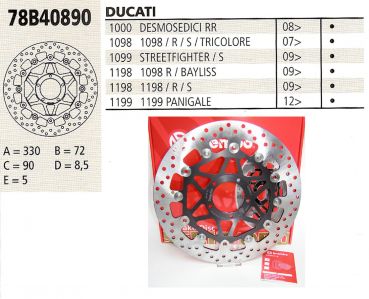 Brembo Bremsscheibe Performance Serie Oro 78B40890, vorne für Ducati 1098/1198/1299/848, Multistrada V4  S, Ducati 1100 Panigale V4 S