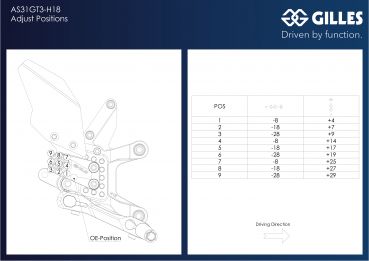 GILLES AS31GT3 Fußrastenanlage schwarz für Honda CB 1000 Hornet , 2025- (AS31GT3-H18-B)