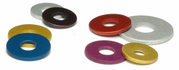 Aluminium Unterlegscheiben DIN 9021 U-Scheiben M5 M6 M8 M10 rot blau violett gold schwarz washer washers