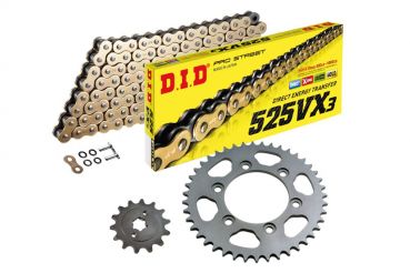 DID Kettensatz mit 525VX3 Kette, Farbe gold, für BMW S1000RR, Modelljahr 2019-