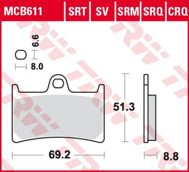 TRW Lucas Racing Bremsbelag MCB 611 TRQ Sintermetall