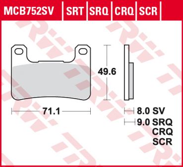 TRW Lucas Racing Bremsbelag MCB 752 TRQ Sintermetall