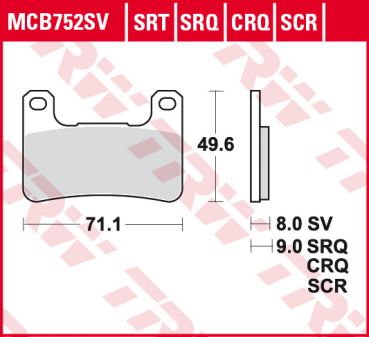 TRW Lucas Bremsbelag MCB 752 SRT Sinter Road und Track