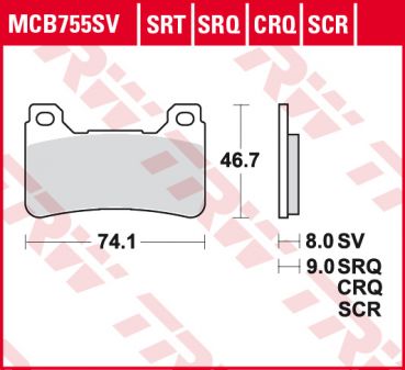 TRW Lucas Racing Bremsbelag MCB 755 SRQ Sintermetall