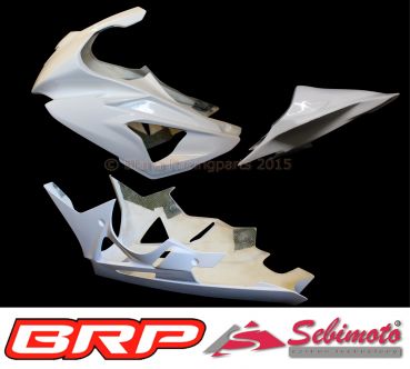 BMW S 1000RR 2012-2014 Sebimoto Rennverkleidung 2 tlg., Unterteil für Racing Auspuffanlage + Höcker offen (für Originalsitz) / Fairing 2 parts, lower part for racing exhaust + tailsection open (for original seat)