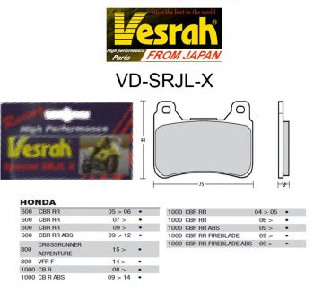 Vesrah Racing-Bremsbeläge SRJLX, VD-170RJLX