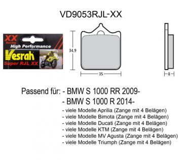 Vesrah Racing-Bremsbeläge RJLXX, VD-9053RJLXX