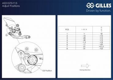 GILLES AS31GT3 Fußrastenanlage für Yamaha MT-09 ab Modelljahr 2021- XSR900 2022- (AS31GT3-Y15-B)
