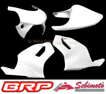 Aprilia RS 125 1996 bis 1998 Sebimoto Rennverkleidung 3 teilig und Höcker offen für Originalsitz fairing 3 parts and tailsection open for original seat