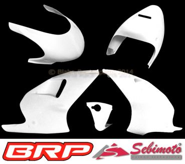 Aprilia RS 250  1995 - 1997 Sebimoto Rennverkleidung 3 tlg. und Unterkiel und Höcker offene Sitzfläche für Originalsitz - Fairing 3 parts and lower keel and tailsection open for original seat