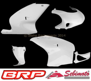 Aprilia RS 125 1999 bis 2005 Serienteilung Sebimoto Rennverkleidung 3 teilig und Unterkiel - Fairing 3 parts and lower keel