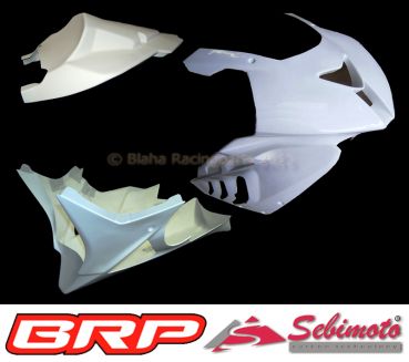 BMW S 1000RR 2009-2011 Sebimoto Rennverkleidung 2 tlg. Unterteil für original Auspuffanlage + Höcker offen Luftrohr Höcker-Vorderteil und Platte