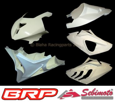 BMW S 1000RR / 2009-2011 Sebimoto Rennverkleidung 4 tlg., Unterteil für original Auspuffanlage + Höcker offen (für Originalsitz) / Fairing 4 parts, lower part for original exhaust + tailsection open (for original seat)