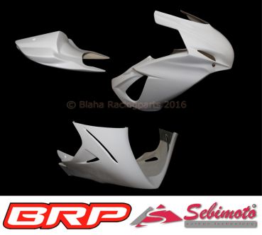 Suzuki GSX-R 600 2011-2018 / GSX-R 750 2011-2018 Sebimoto Rennverkleidung 2 teilig + Höcker offene Sitzfläche für Originalsitz + Höckerschutzblech + Tankabdeckung in GFK