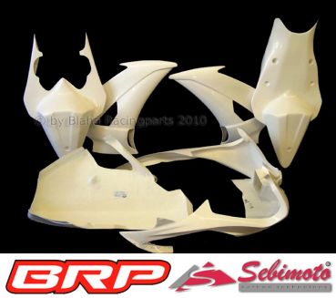 Yamaha YZF 600 R6 2008-2016 RJ15 RJ21 Sebimoto Rennverkleidung 4 tlg. + Höcker geschlossen Höckerplatte und Luftrohr racing fairing