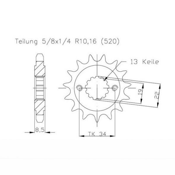 DID Kettensatz mit 520VX3 Kette, Farbe standard, für KTM 390 Adventure, Modelljahr 2020 und 390 RC, Modelljahr 2021-