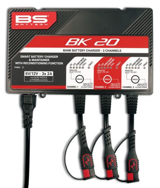 BS BATTERY BK20 Smart Akkuladegerät -6V/12V 3x2A