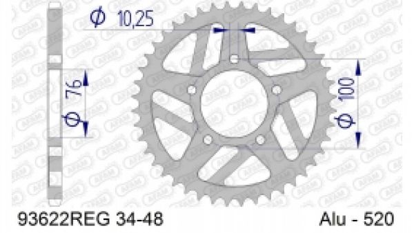 Alu-Kettenrad AFAM 520 - 46Z (Gun Metal)