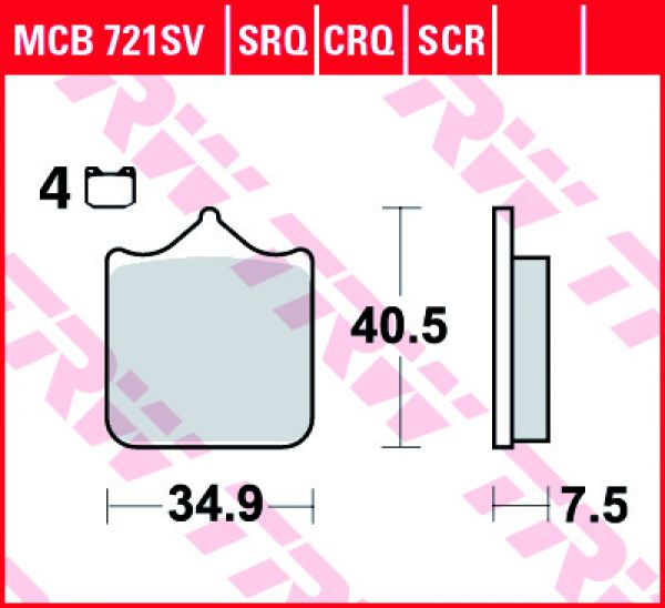 TRW Lucas Bremsbelag MCB 721 SV Sinter Street TRW Lucas Bremsbelag MCB 721 SV Sinter Street