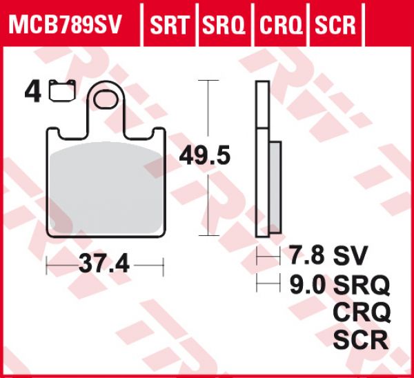 TRW Lucas Racing Bremsbelag MCB 789 SRQ Sintermetall