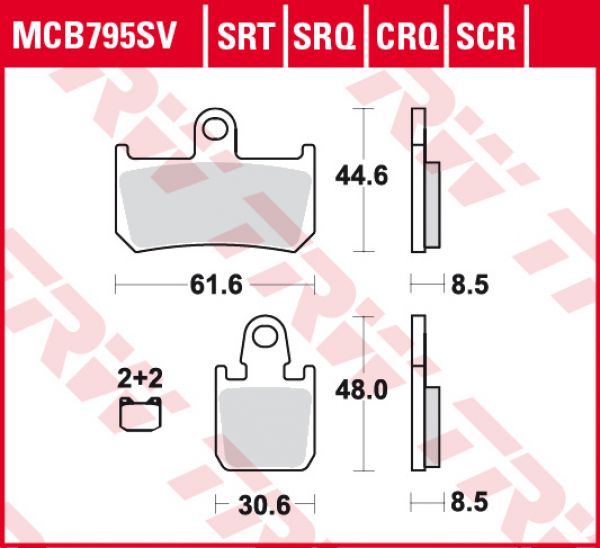 TRW Lucas Racing Bremsbelag MCB 795 SCR Sinter Carbon