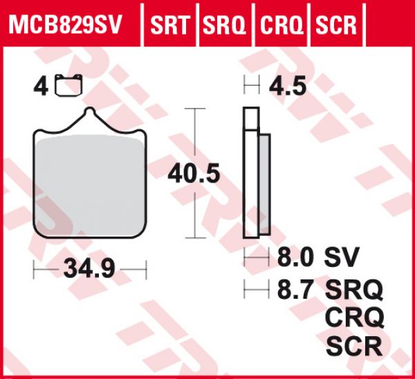 TRW Lucas Bremsbelag MCB 829 SV Sinter Street