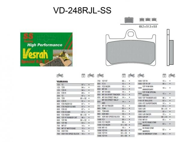 Vesrah Racing-Bremsbeläge RJLSS, VD-248RJLSS