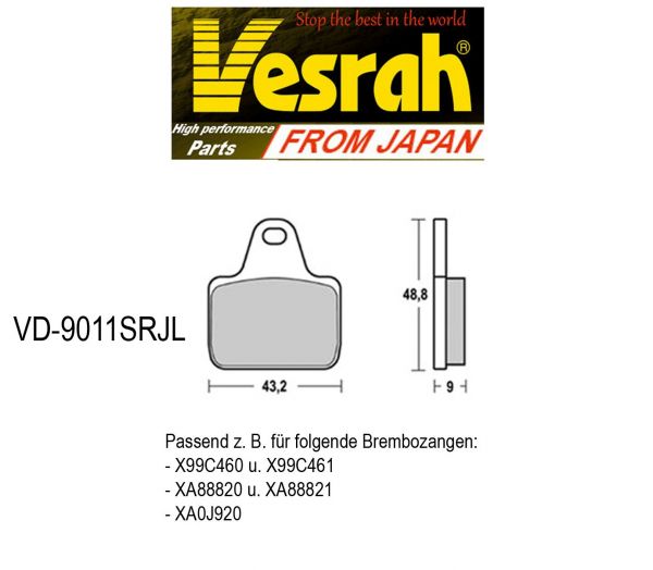 Vesrah Pure Racing-Bremsbeläge SRJL, VD-9011SRJL