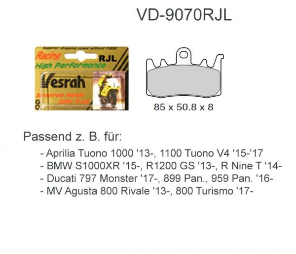 Vesrah Racing-Bremsbeläge RJL, VD-9070RJL