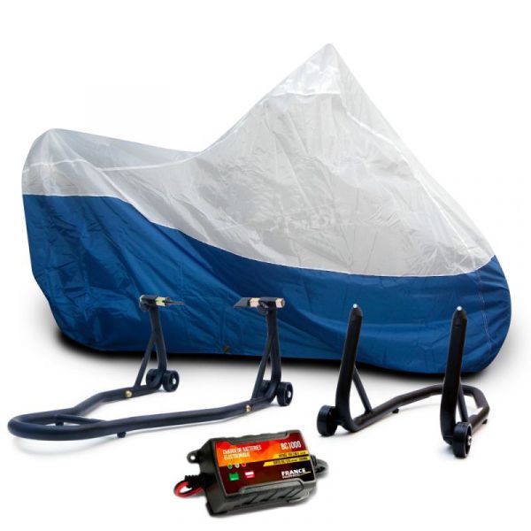 Winter Paket Montageständer vorne hinten mit Winkeladapter Ladegerät  Motorradabdeckung