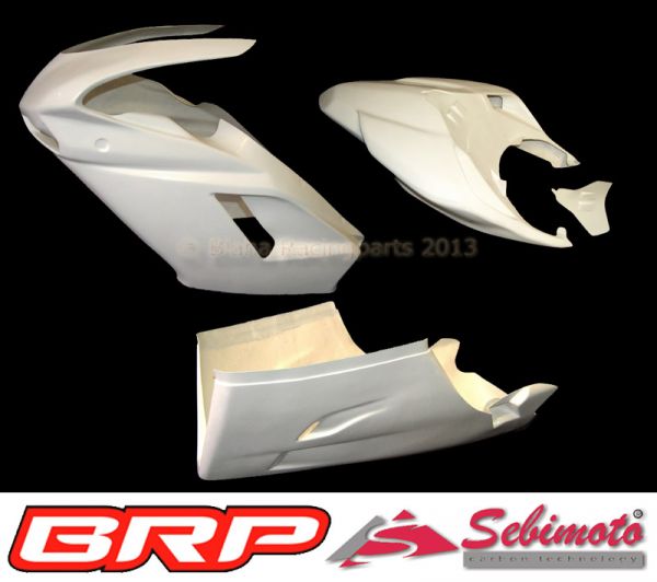 Ducati 848-1098-1198 Sebimoto Rennverkleidung 2 teilig mit großen Lufteinlässen + Höcker offen Fairing 2 parts with great air inlets + tailsection open