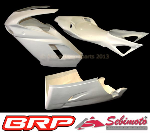 Ducati 848-1098-1198 Sebimoto Rennverkleidung 2 teilig mit großen Lufteinlässen + Höcker geschlossen  Fairing 2 parts with great air inlets + tailsection closed