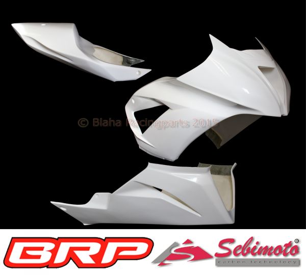 Kawasaki ZX 636 R von 2013 bis 2018 Sebimoto Rennverkleidung 2 teilig und Höcker offen Höckerplatte Vorderteil und Tankabdeckung