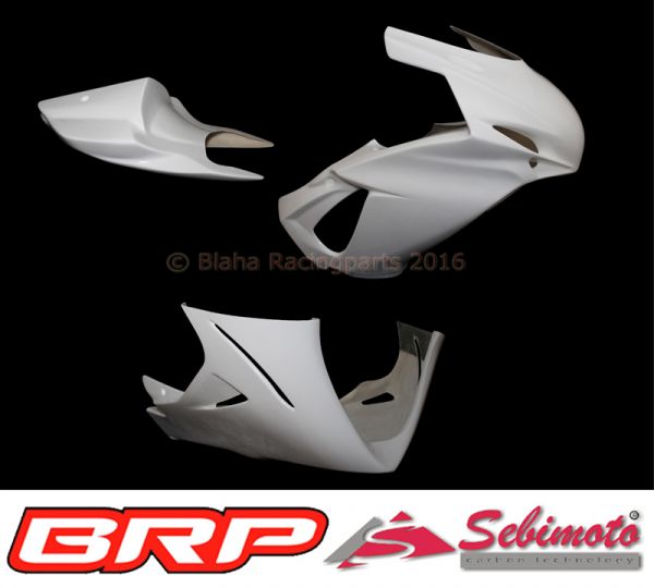 Suzuki GSX-R 600 2011-2018 / GSX-R 750 2011-2018 Sebimoto Rennverkleidung 2 teilig + Höcker offene Sitzfläche für Originalsitz + Höckerschutzblech + Tankabdeckung in GFK